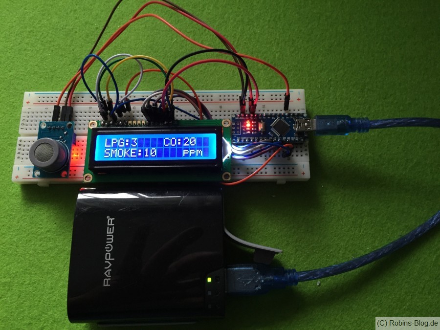 Gassensor MQ-7 und MQ-2 mit LCD-Display und Arduino Nano | Robins Blog ...